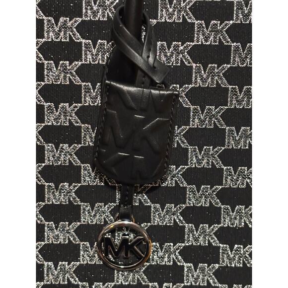 Michael Kors Jet Set Large Tote Bag Black MK Logo Sparkle Shoulder Purse - Picture 6 of 7